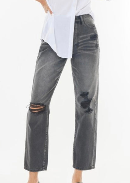 Lindsey High Rise Boyfriend Distressed Denim