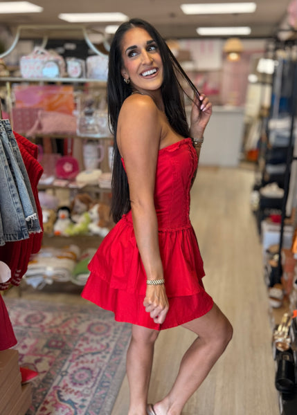 Friday Night Lights Red Strapless Dress