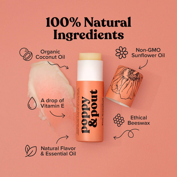 Poppy & Pout: Lip Balm, Pink Grapefruit