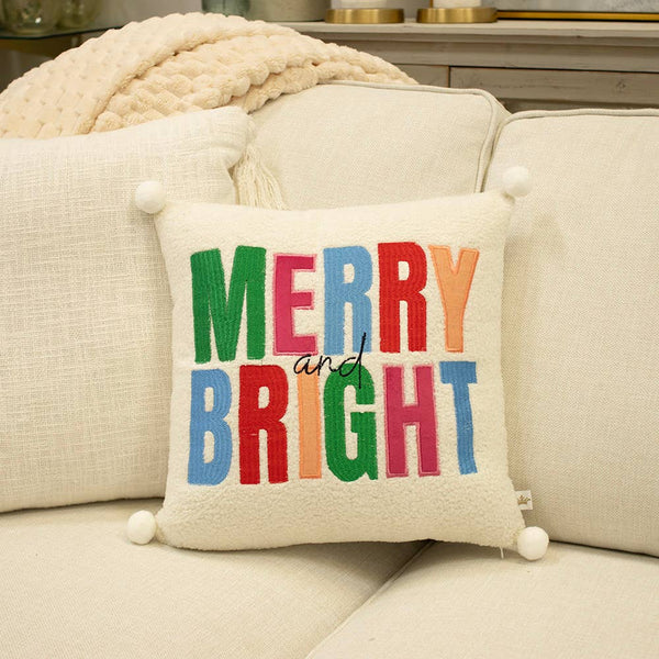 Merry and Bright White Multi Pillow