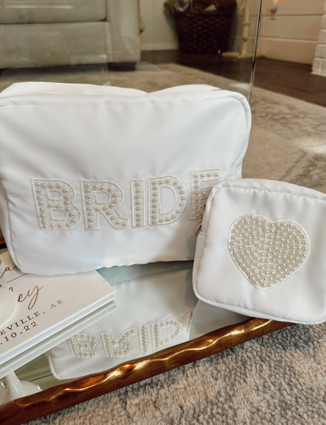 Bride XL Nylon Bag With White Pearl Patches