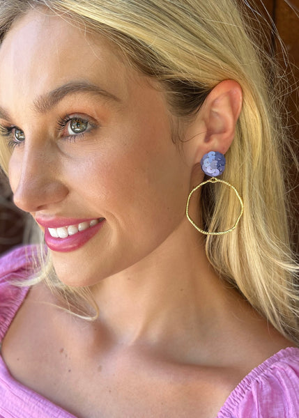 Colorful Sequin Earrings, Hoop Earrings, Purple