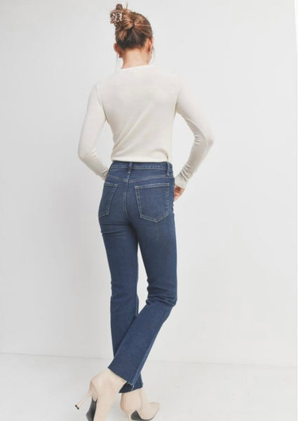 Victoria Cut Off Cropped Straight Leg Dark Denim - SIZE 25