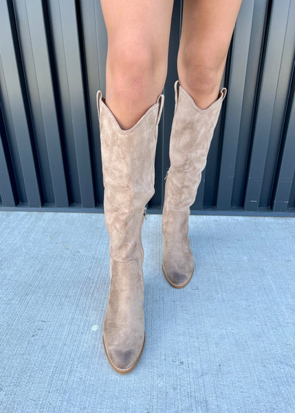 Stacey Western Style Boot - Taupe