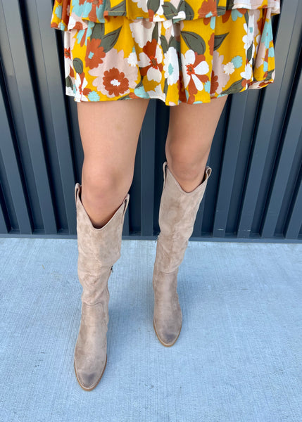 Stacey Western Style Boot - Taupe