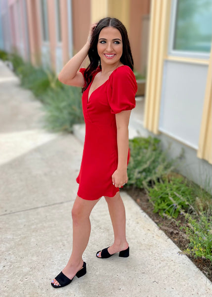 My Moment Puff Sleeve Dress - LARGE