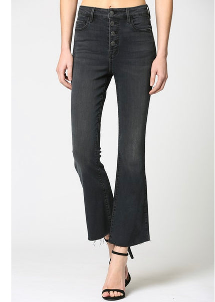 Happi High Rise Black Crop Flare Jean