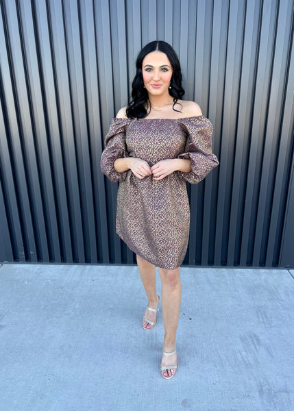 Captivate Me Burgundy/Gold Jacquard Mini Dress