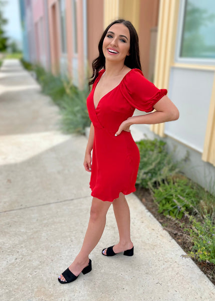 My Moment Puff Sleeve Dress - LARGE