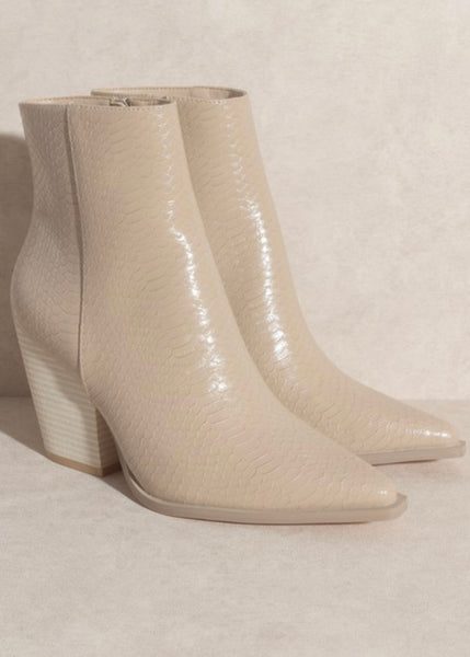 Sonia Western Beige Ankle Bootie