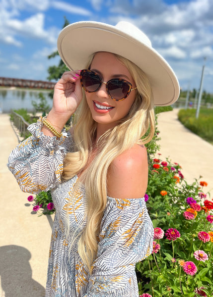 Indy Braided Strap Ivory Flat Brim Fedora Hat