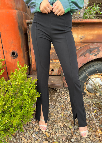 One Fine Day Black Slit Hem Pull On Pant