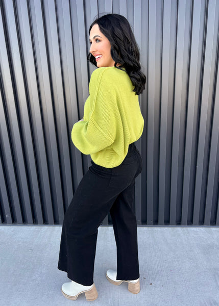 The Takeover Stretch Wide Leg Black Denim