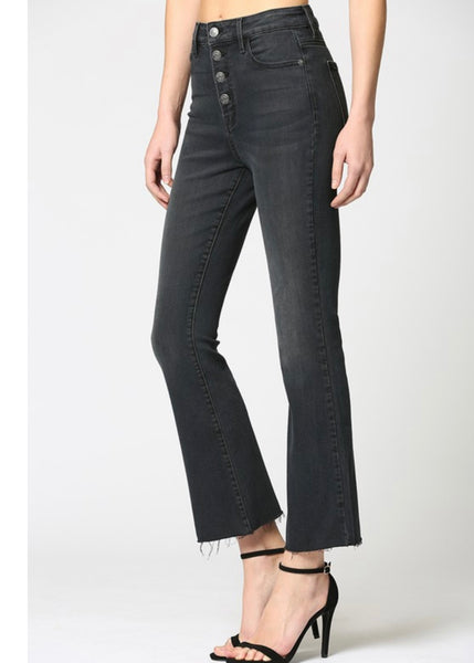 Happi High Rise Black Crop Flare Jean