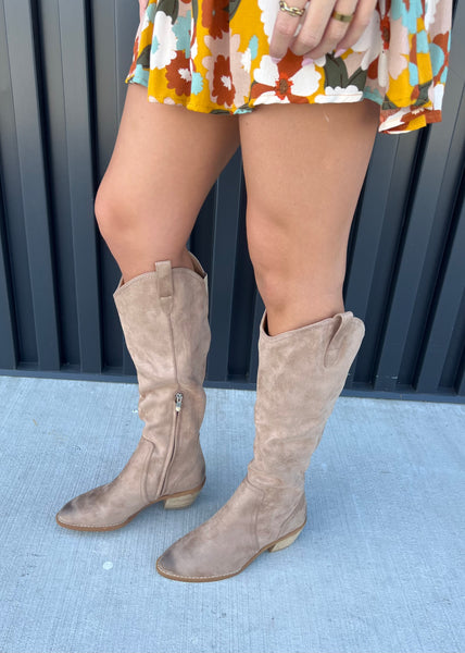Stacey Western Style Boot - Taupe