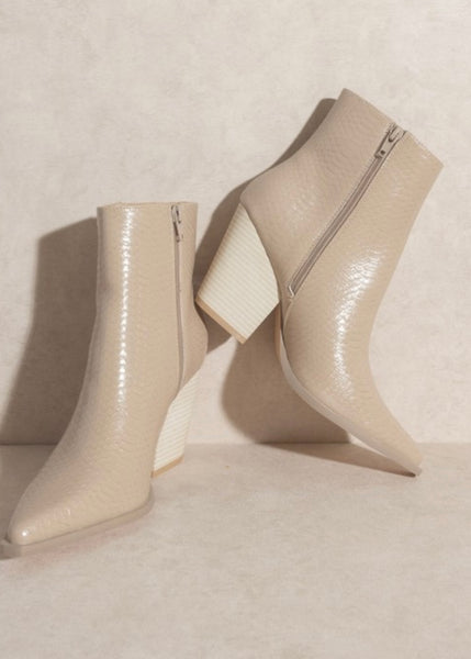 Sonia Western Beige Ankle Bootie