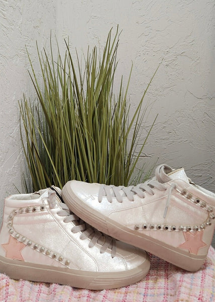Shu Shop RIRI Pearl White Hi-Top Sneaker