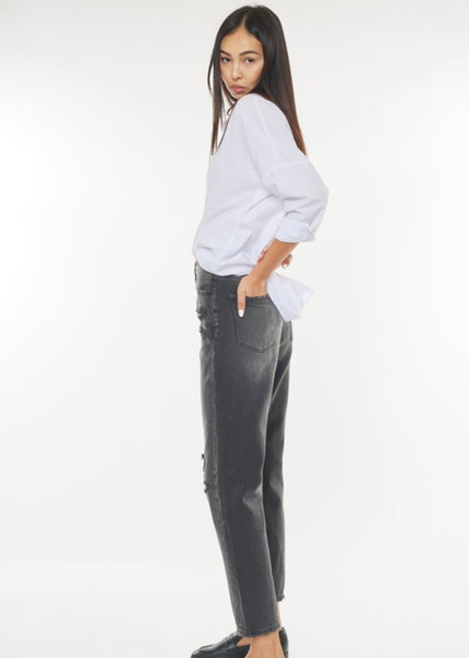 Lindsey High Rise Boyfriend Distressed Denim