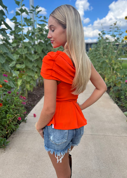 Sunny Disposition One Shoulder Top - Orange