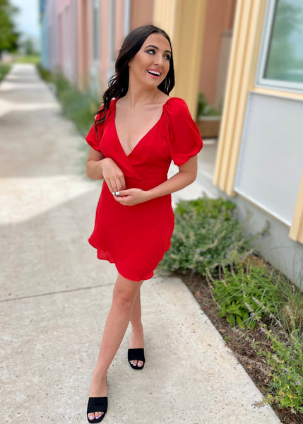 My Moment Puff Sleeve Dress - LARGE