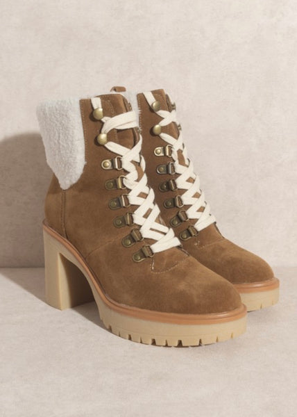 Madilyn Lace Up Platform Shearling Boot