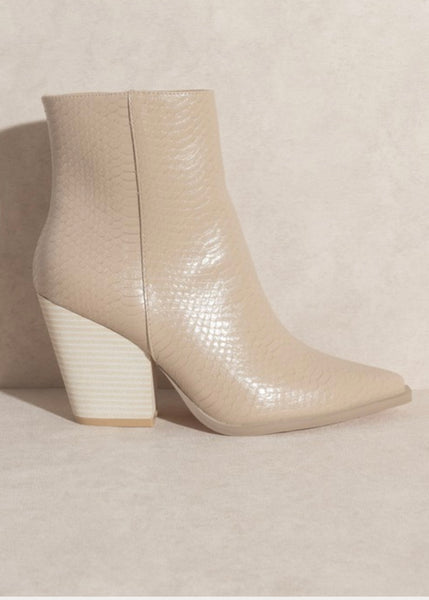 Sonia Western Beige Ankle Bootie
