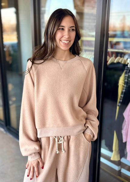 Simmer Down Cropped Sweatshirt - Taupe