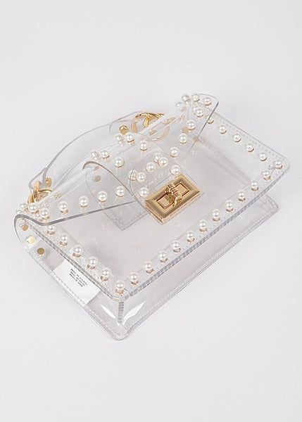 Clear Stadium Bag With Pearl Detail