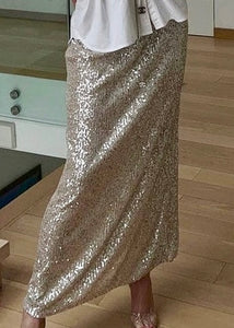 Leave The Light On Silver Sequin Maxi Skirt