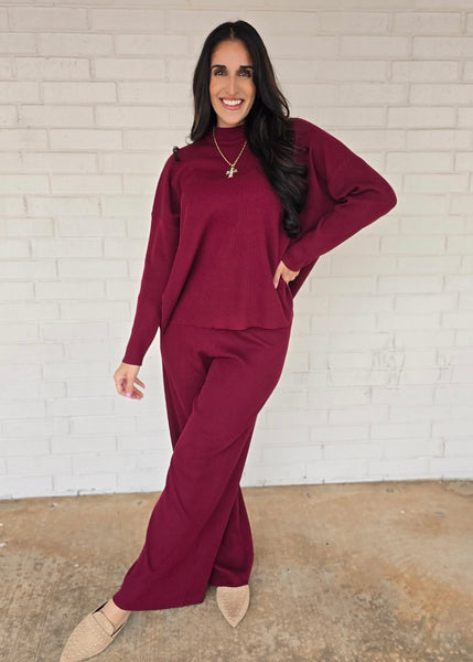 Subtly Sophisticated Burgundy 2 Pc Sweater Set