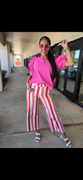 Fun Stripes Denim Wide Leg Pant