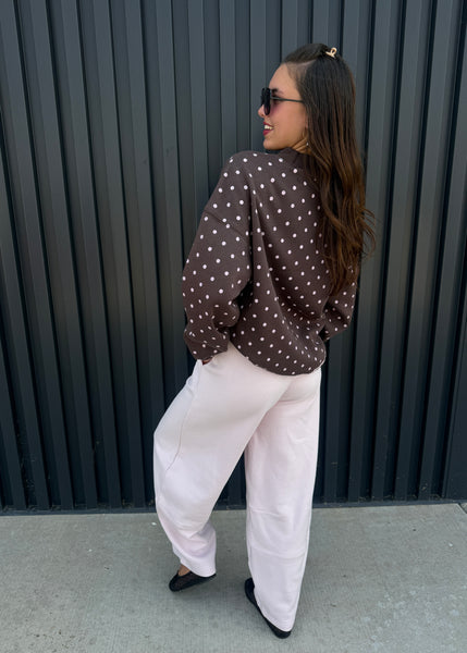 On The Go Polka Dot Mock Neck Sweatshirt