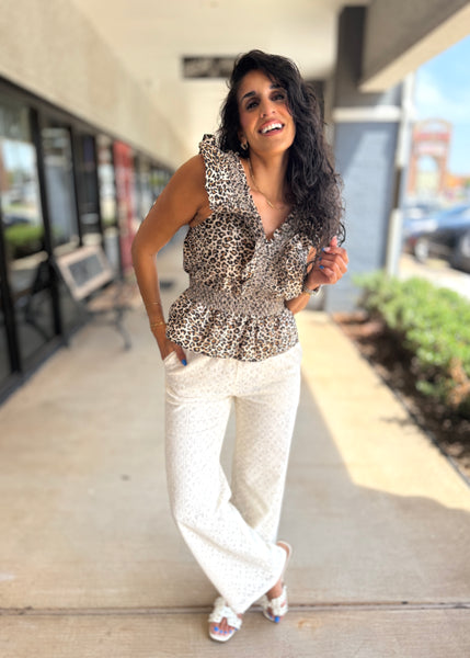 Check It Out Cream Crochet Lace Pants