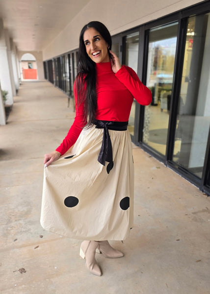 Yes Please Polka Dot Midi Skirt