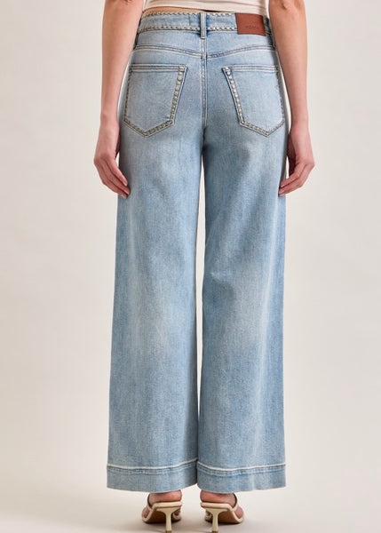 Nori High Rise Studded Wide Leg Stretch Jeans