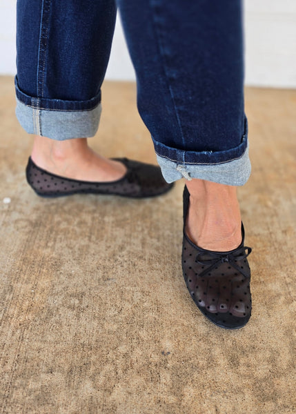 Matisse Jerzy Black Dot Mesh Ballet Flat
