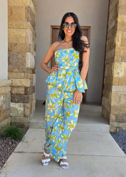 Vacation Life Strapless Top & Pant Set