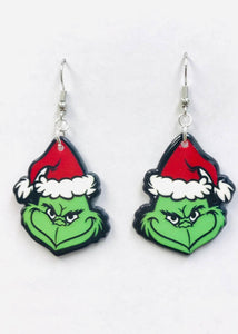 Grinch Face Acrylic Earrings