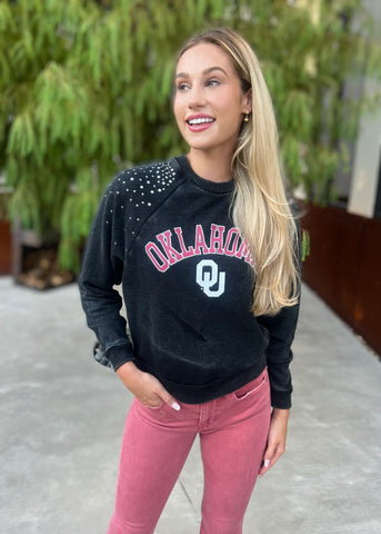 Oklahoma Sooners Don't Blink Vintage Studded Pullover
