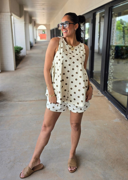 Get In Line 2 Pc Polka Dot Short Set