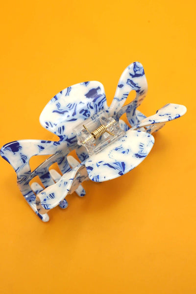 VINTAGE TOILE PATTERN PORCELAIN HAIR CLAW CLIPS | 40H915: RECTANGLE