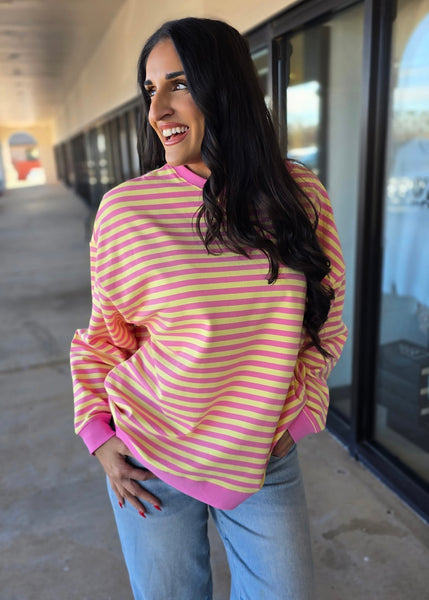 Pink Lemonade Pink & Yellow Striped Long Sleeve Top