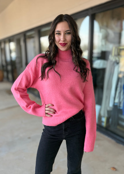 Morning Sunrise Pink Mock Neck Sweater