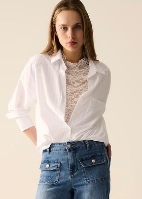 Share The Love White Striped Button Up Top