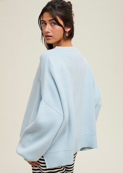 Just My Type Baby Blue Crew Neck Sweater