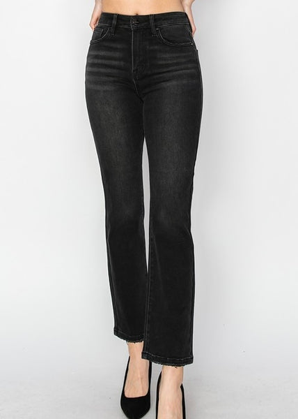 Lexi Black High Rise Crop Straight Jeans