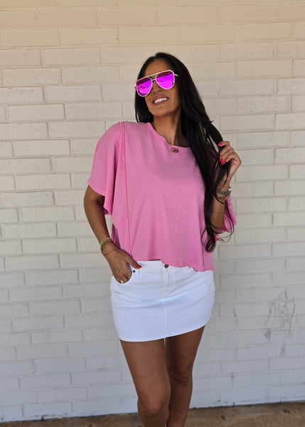 Just Because Pink Mineral Washed Tee