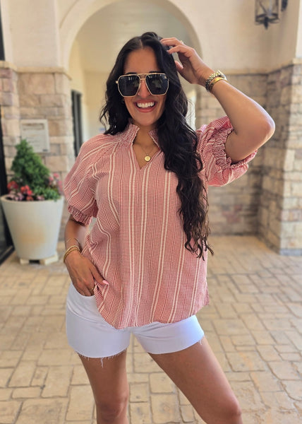Keep On Hoping Red Gingham Top