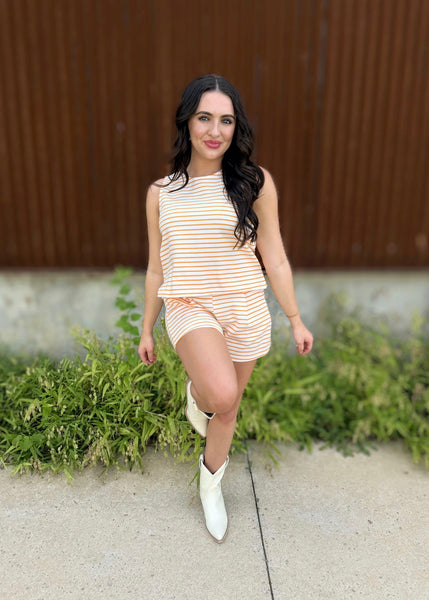 Dreamsicle 2 Pc Orange Stripe Shorts Set