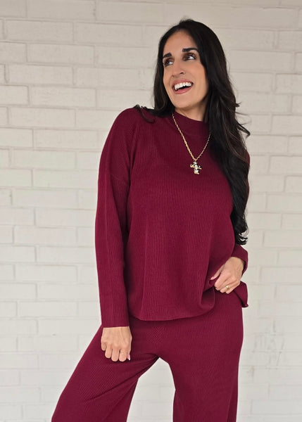 Subtly Sophisticated Burgundy 2 Pc Sweater Set